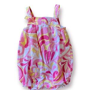 Y2K Old Navy Baby Pink Paisley Bubble Romper